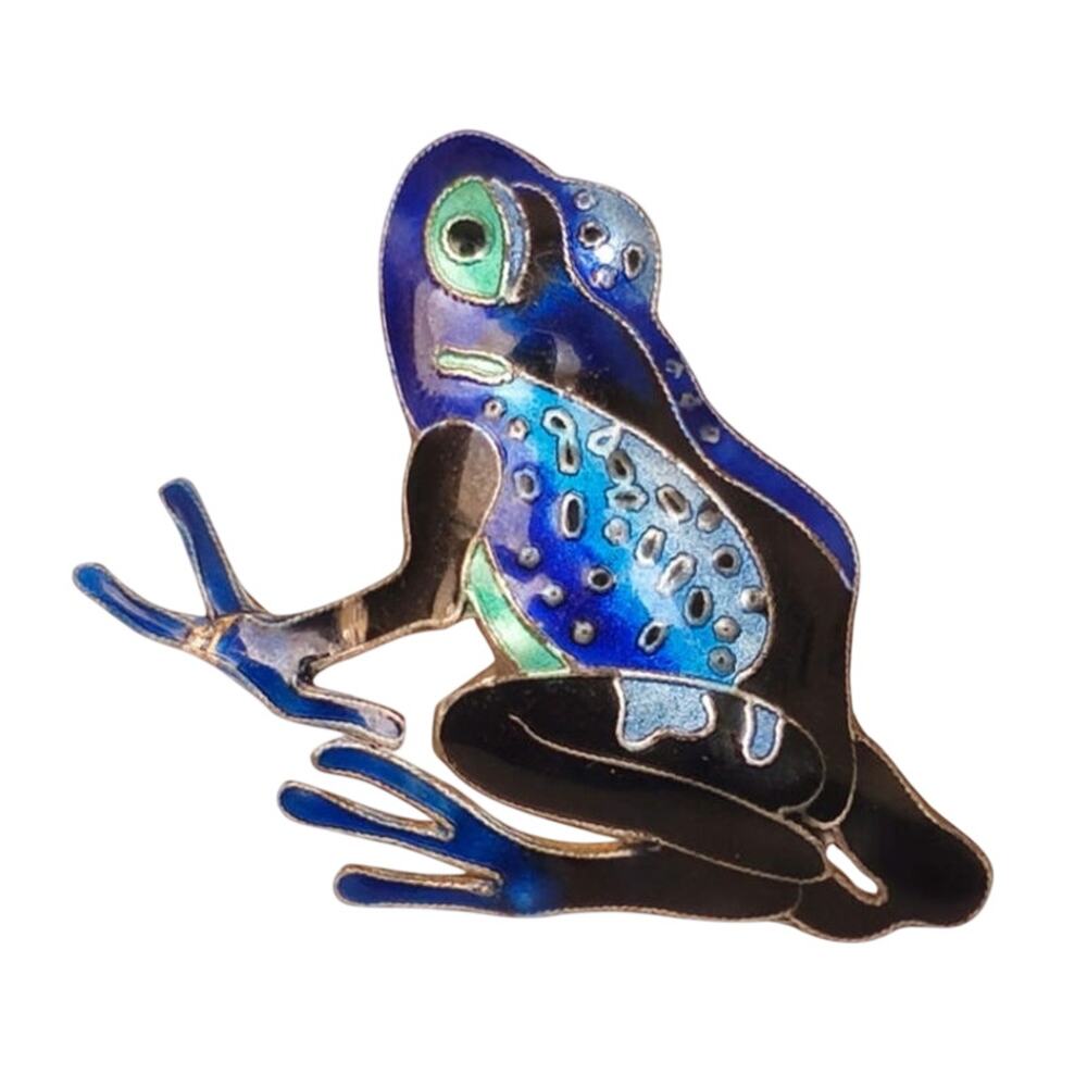 Vintage Zarah Sterling Silver Enamel Poison Dart Tree Frog Brooch Pin